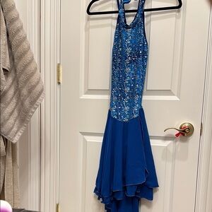 Jerry's Blue Halter Ice Skating Dress with Silver Accents